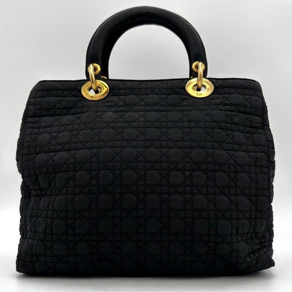 ❌SOLD❌Christian Dior Christian Dior Handbag Cannage Black Nylon Lady Dior - Picture 4 of 9